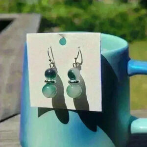 Vintage  natural green gemstone earrings